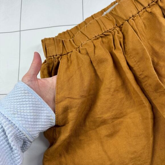 Everlane Shorts Womens Medium Orange Brown Linen Boxer Relaxed Pull On Travel - Picture 8 of 14